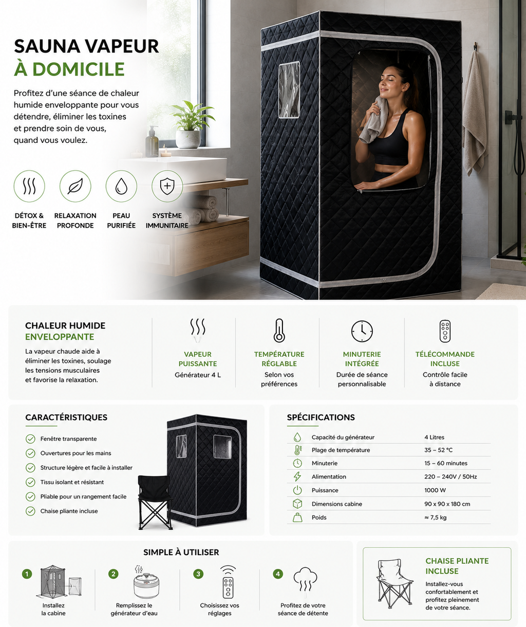 Sauna portable à vapeur Recalya Heat